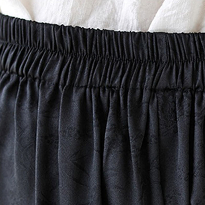 Pantalones casuales de algodón jacquard con cordones y pernera ancha para mujer con bolsillos de Buddha Stones - image 17