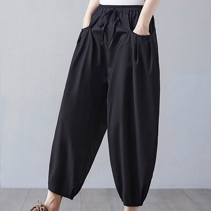Pantalones cortos de verano Buddha Stones para mujer, de algodón y lino, con bolsillos - image 16