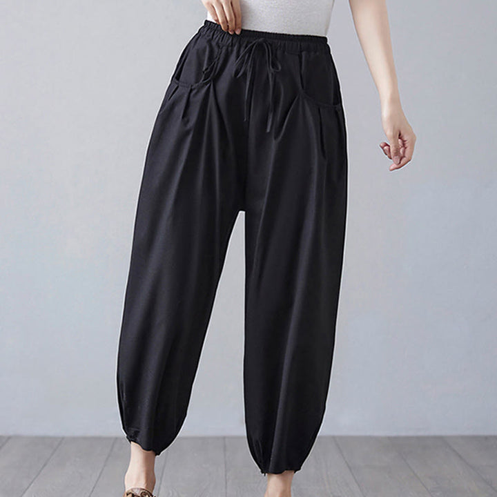 Pantalones cortos de verano Buddha Stones para mujer, de algodón y lino, con bolsillos - image 18