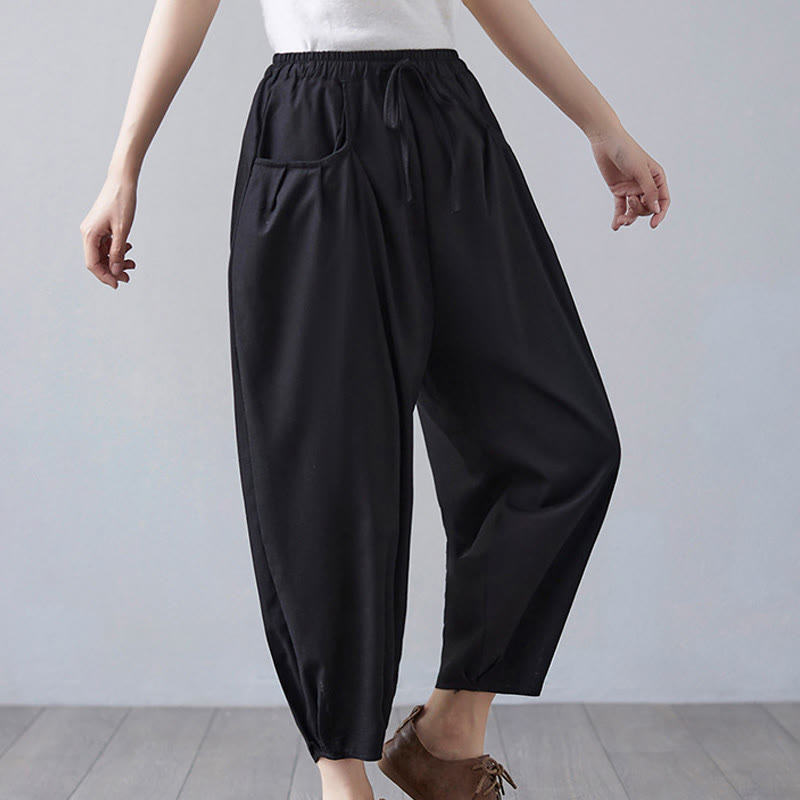 Pantalones cortos de verano Buddha Stones para mujer, de algodón y lino, con bolsillos - image 19