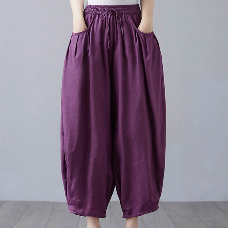 Pantalones cortos de verano Buddha Stones para mujer, de algodón y lino, con bolsillos - Púrpura - US12, UK/AU16, EU44 (3XL) - image 21