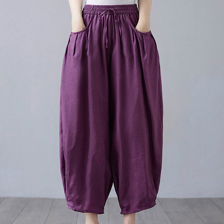 Pantalones cortos de verano Buddha Stones para mujer, de algodón y lino, con bolsillos - Púrpura - US12, UK/AU16, EU44 (3XL) - image 21
