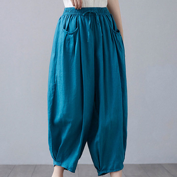 Pantalones cortos de verano Buddha Stones para mujer, de algodón y lino, con bolsillos - image 30