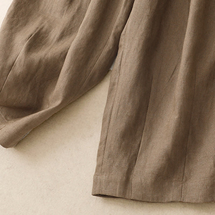 Pantalones harén de lino y algodón para mujer, lisos, de verano, con bolsillos, de Buddha Stones - image 4
