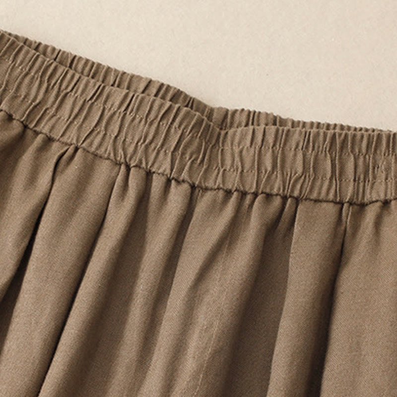 Pantalones harén de lino y algodón para mujer, lisos, de verano, con bolsillos, de Buddha Stones - image 3