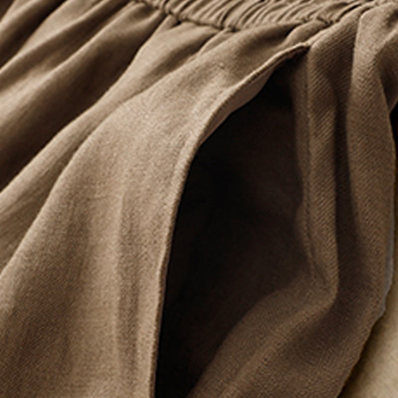 Pantalones harén de lino y algodón para mujer, lisos, de verano, con bolsillos, de Buddha Stones - image 2