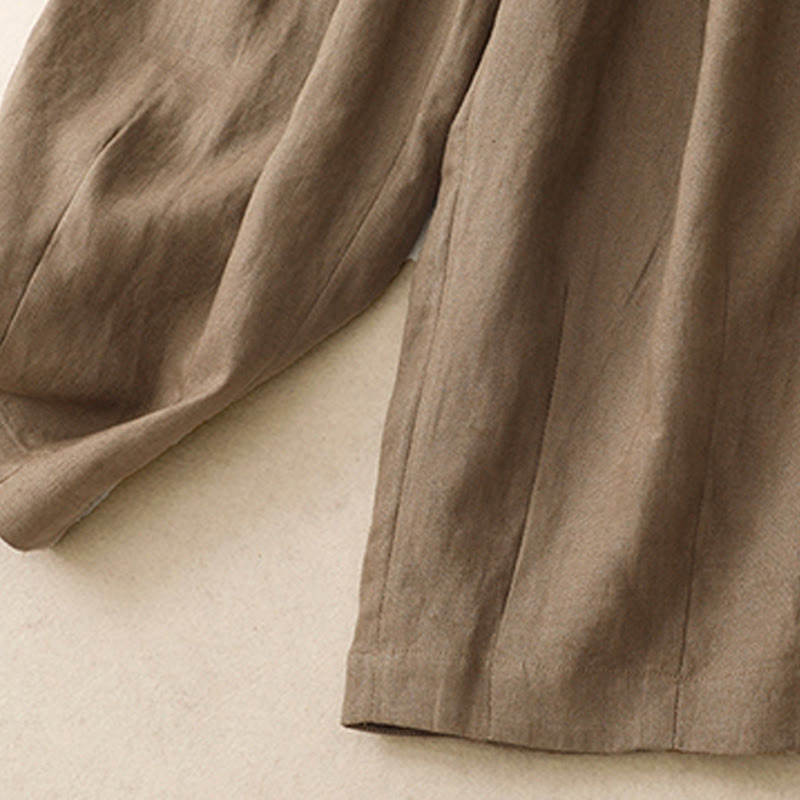 Pantalones harén de lino y algodón para mujer, lisos, de verano, con bolsillos, de Buddha Stones - image 3