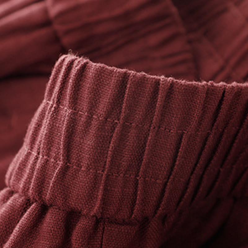 Pantalones harén de lino y algodón para mujer, lisos, de verano, con bolsillos, de Buddha Stones - image 6