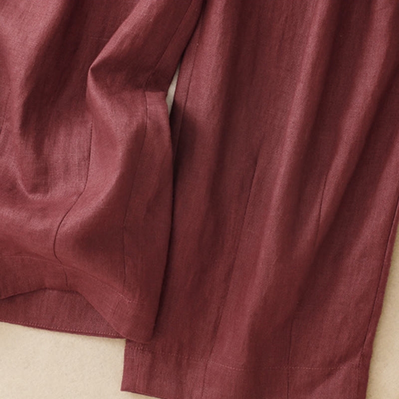 Pantalones harén de lino y algodón para mujer, lisos, de verano, con bolsillos, de Buddha Stones - image 7