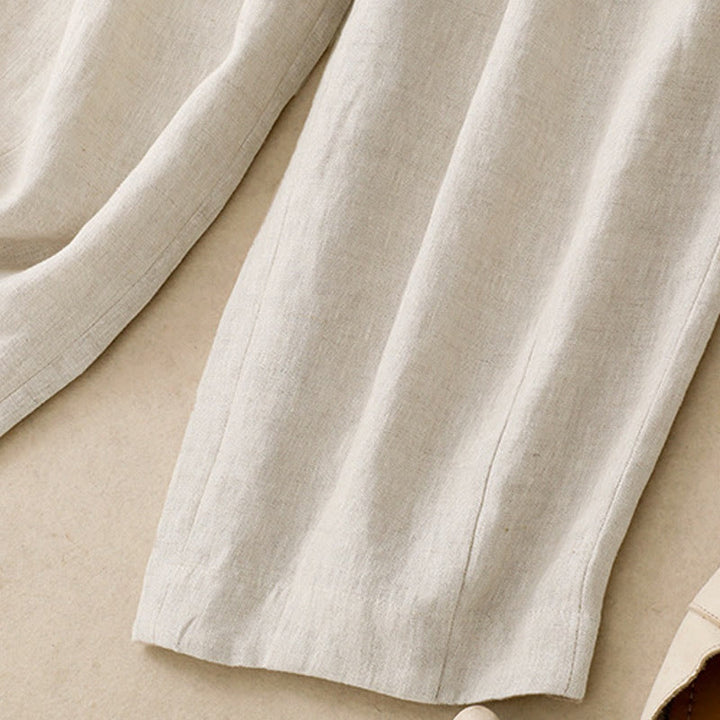 Pantalones harén de lino y algodón para mujer, lisos, de verano, con bolsillos, de Buddha Stones - image 13
