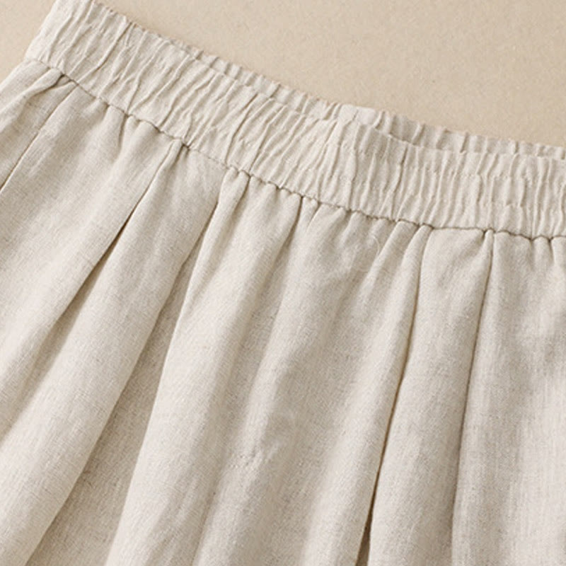 Pantalones harén de lino y algodón para mujer, lisos, de verano, con bolsillos, de Buddha Stones - image 17