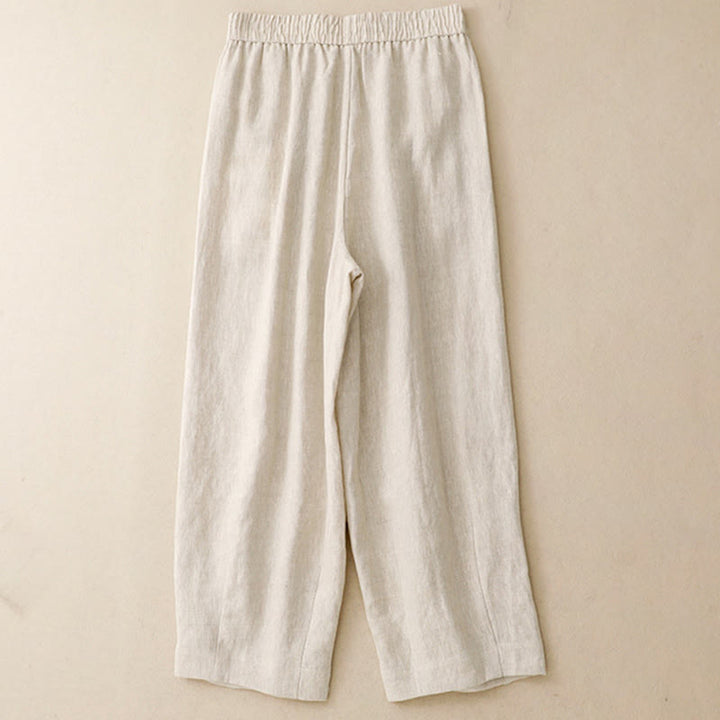 Pantalones harén de lino y algodón para mujer, lisos, de verano, con bolsillos, de Buddha Stones - image 12