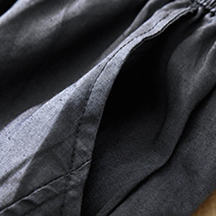 Pantalones cortos casuales lisos con Buddha Stones para mujer, estilo harem de lino con bolsillos. - image 1