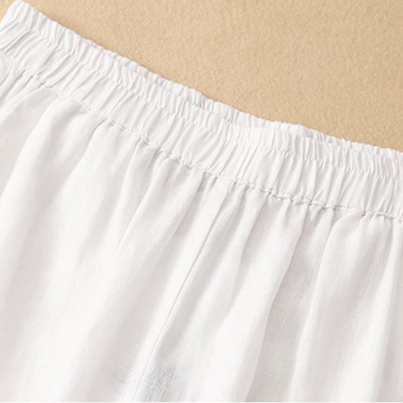 Pantalones casuales de lino y algodón para mujer, estilo harén, con bolsillos y estampado de Buddha Stones - image 10