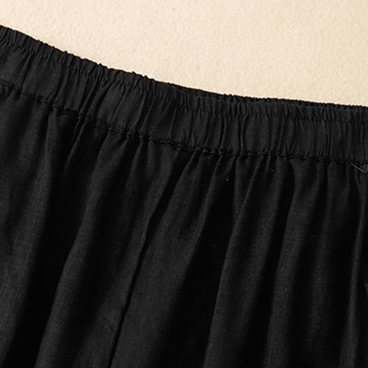 Pantalones cortos casuales lisos con Buddha Stones para mujer, estilo harem de lino con bolsillos. - image 14