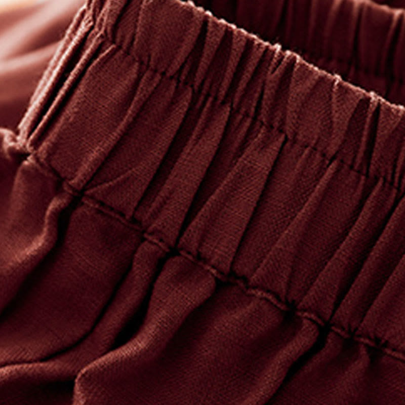 Pantalones casuales de lino y algodón para mujer, estilo harén, con bolsillos y estampado de Buddha Stones - image 18