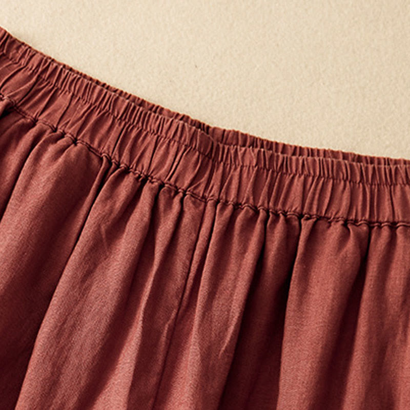 Pantalones cortos casuales lisos con Buddha Stones para mujer, estilo harem de lino con bolsillos. - image 19
