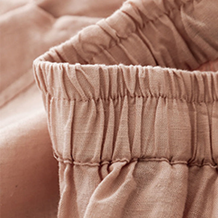 Pantalones cortos casuales lisos con Buddha Stones para mujer, estilo harem de lino con bolsillos. - image 23