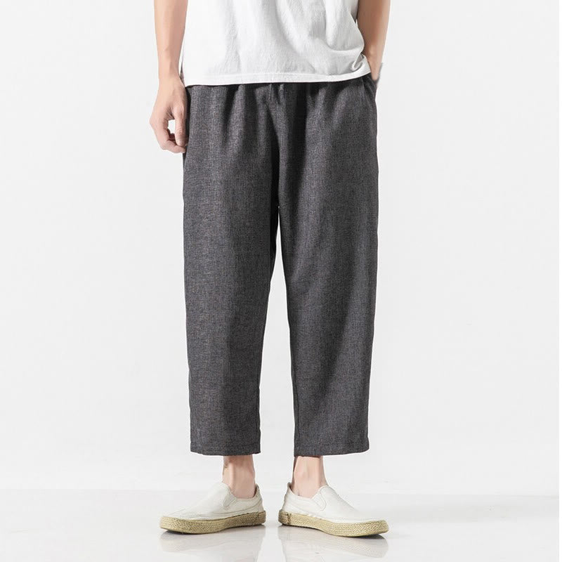 Pantalones de lino y algodón con bolsillos de Buddha Stones Summer Plain para hombre, talla 7-8 - Negro - US/UK/AU46, EU56 (5XL) - image 11