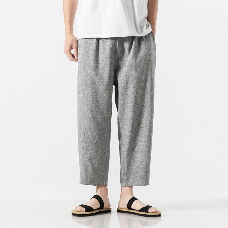 Pantalones de lino y algodón con bolsillos de Buddha Stones Summer Plain para hombre, talla 7-8 - Gris claro - US/UK/AU46, EU56 (5XL) - image 25