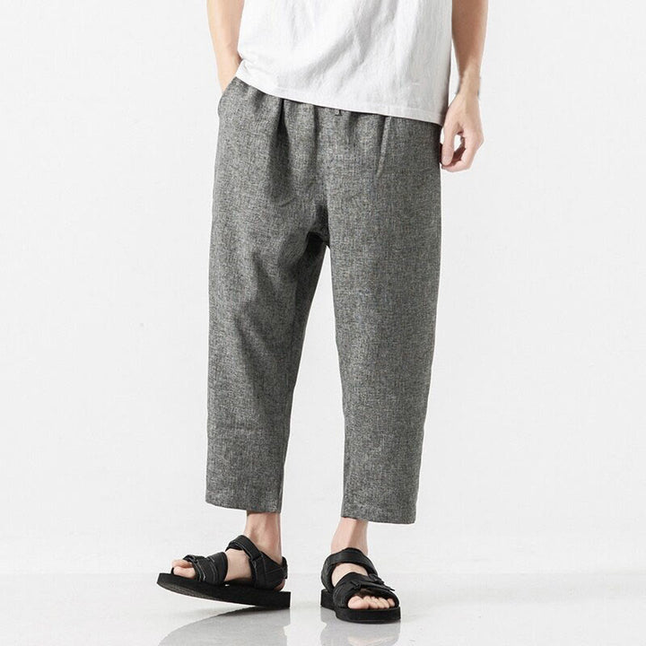 Pantalones de lino y algodón con bolsillos de Buddha Stones Summer Plain para hombre, talla 7-8 - Gris oscuro - US/UK/AU46, EU56 (5XL) - image 18