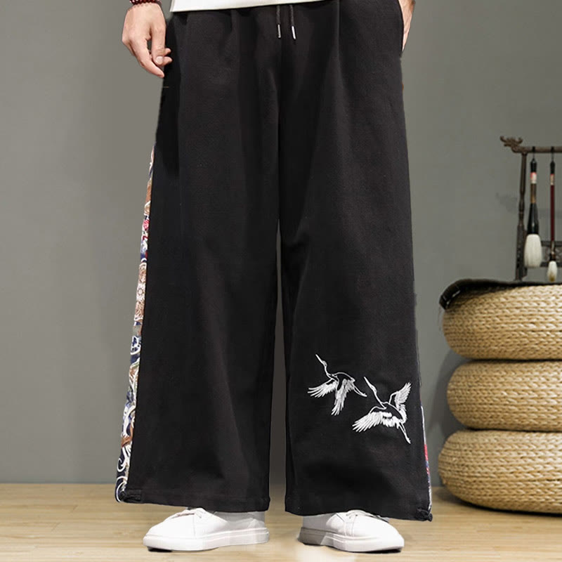 Pantalones anchos de lino y algodón para hombre con bordado de Buddha Stones y bolsillos, con cordón ajustable - image 14