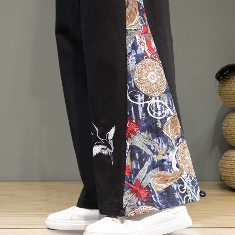 Pantalones anchos de lino y algodón para hombre con bordado de Buddha Stones y bolsillos, con cordón ajustable - image 20