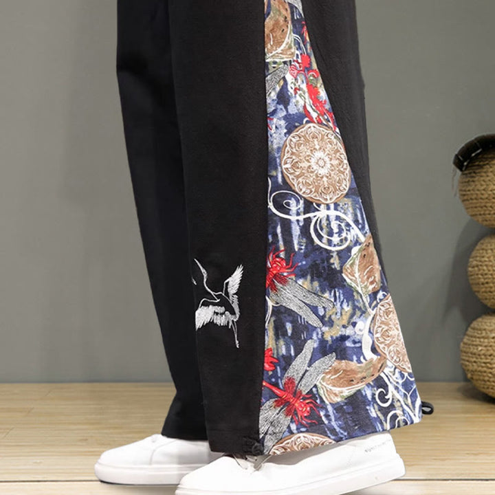 Pantalones anchos de lino y algodón para hombre con bordado de Buddha Stones y bolsillos, con cordón ajustable - image 20