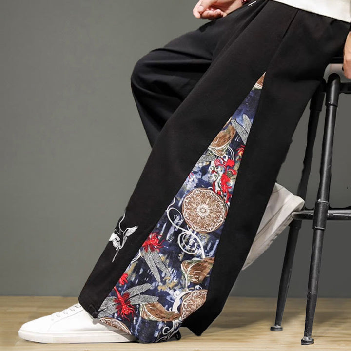 Pantalones anchos de lino y algodón para hombre con bordado de Buddha Stones y bolsillos, con cordón ajustable - image 13