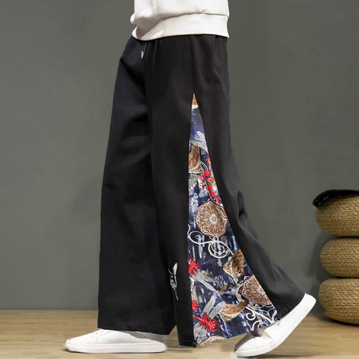 Pantalones anchos de lino y algodón para hombre con bordado de Buddha Stones y bolsillos, con cordón ajustable - image 17
