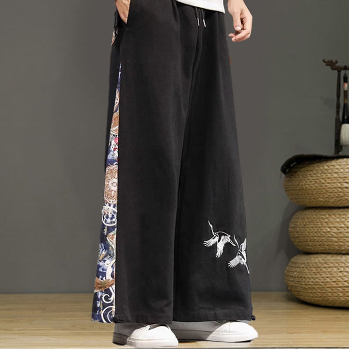 Pantalones anchos de lino y algodón para hombre con bordado de Buddha Stones y bolsillos, con cordón ajustable - image 14
