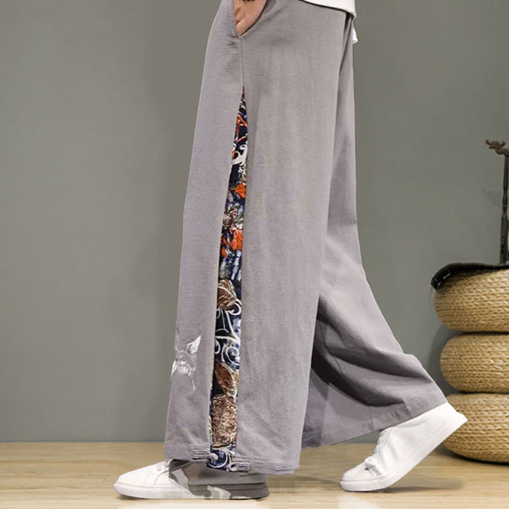 Pantalones anchos de lino y algodón para hombre con bordado de Buddha Stones y bolsillos, con cordón ajustable - image 22