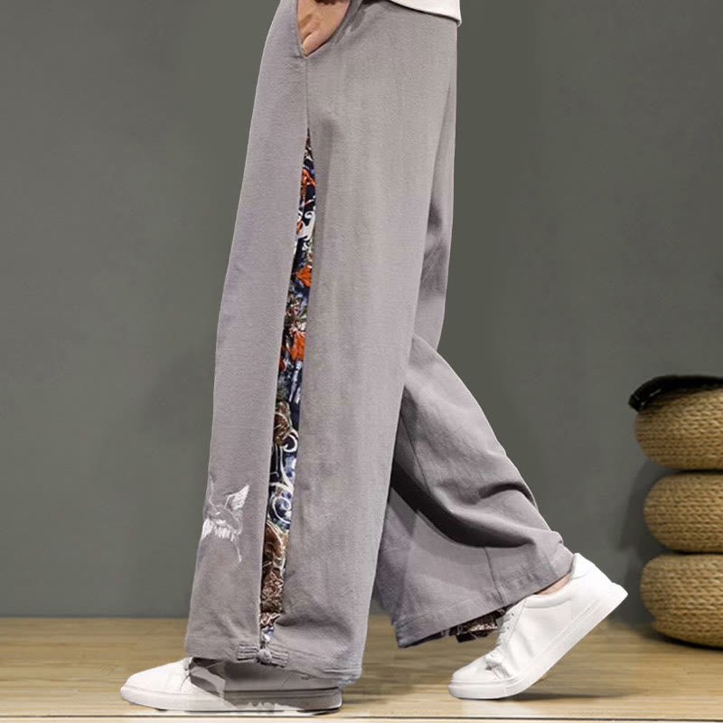 Pantalones anchos de lino y algodón para hombre con bordado de Buddha Stones y bolsillos, con cordón ajustable - image 25