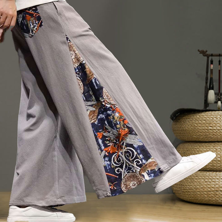 Pantalones anchos de lino y algodón para hombre con bordado de Buddha Stones y bolsillos, con cordón ajustable - image 29