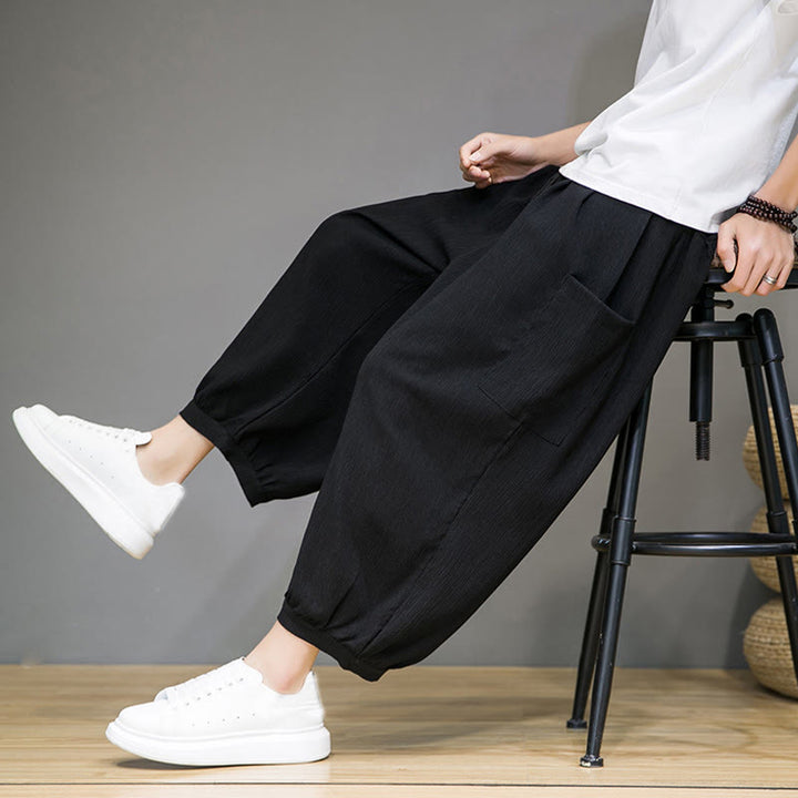 Pantalones harén casuales Buddha Stones, de largo 7-8, para hombre, con bolsillos laterales - image 17