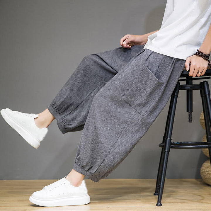 Pantalones harén casuales Buddha Stones, de largo 7-8, para hombre, con bolsillos laterales - image 27
