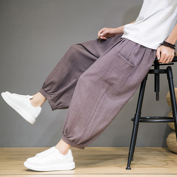Pantalones harén casuales Buddha Stones, de largo 7-8, para hombre, con bolsillos laterales - image 35