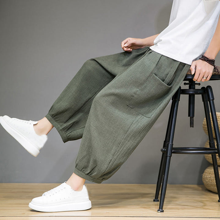 Pantalones harén casuales Buddha Stones, de largo 7-8, para hombre, con bolsillos laterales - image 9