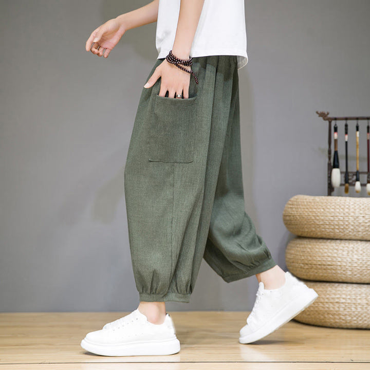 Pantalones harén casuales Buddha Stones, de largo 7-8, para hombre, con bolsillos laterales - image 6