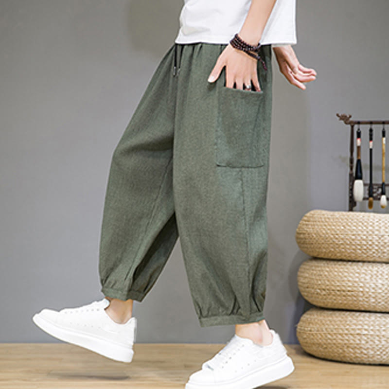 Pantalones harén casuales Buddha Stones, de largo 7-8, para hombre, con bolsillos laterales - Verde mar oscuro - US/UK/AU46, EU56 (5XL) - image 1