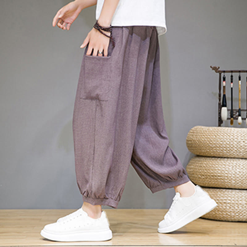 Pantalones harén casuales Buddha Stones, de largo 7-8, para hombre, con bolsillos laterales - RosyBrown - US/UK/AU46, EU56 (5XL) - image 28