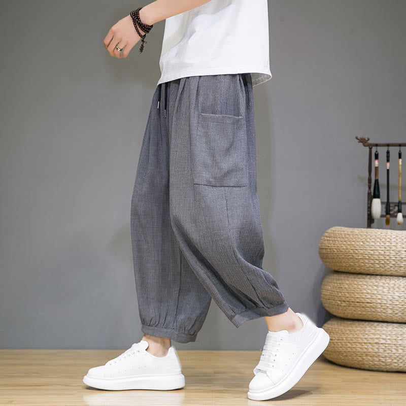 Pantalones harén casuales Buddha Stones, de largo 7-8, para hombre, con bolsillos laterales - Gris oscuro - US/UK/AU46, EU56 (5XL) - image 18