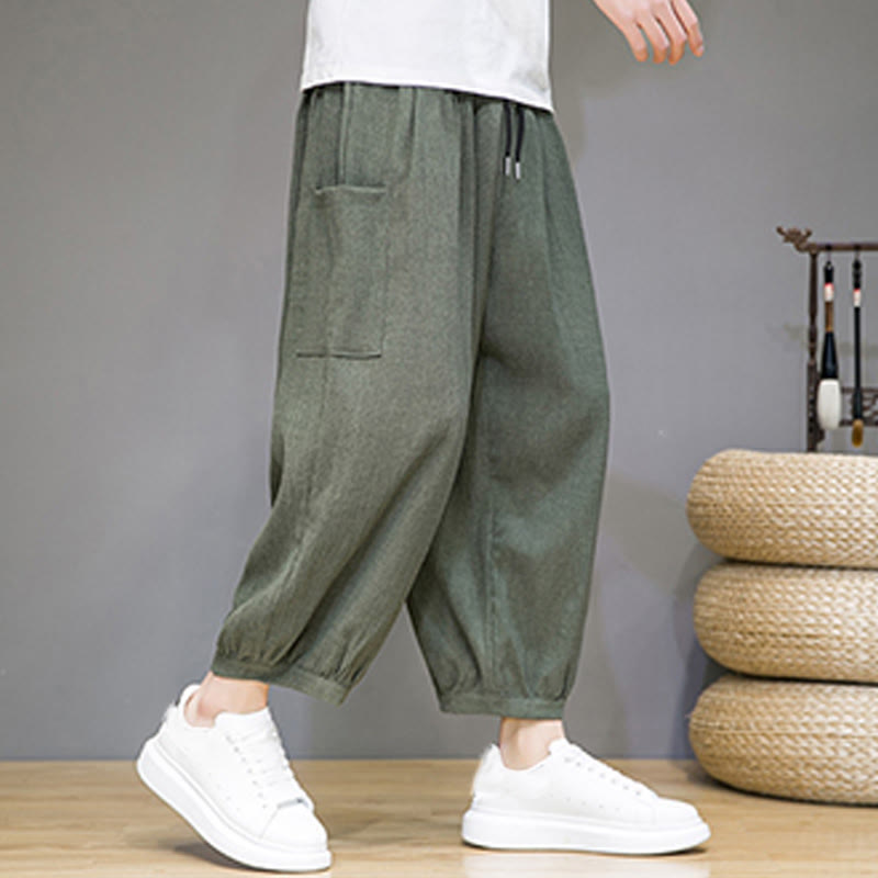 Pantalones harén casuales Buddha Stones, de largo 7-8, para hombre, con bolsillos laterales - image 4