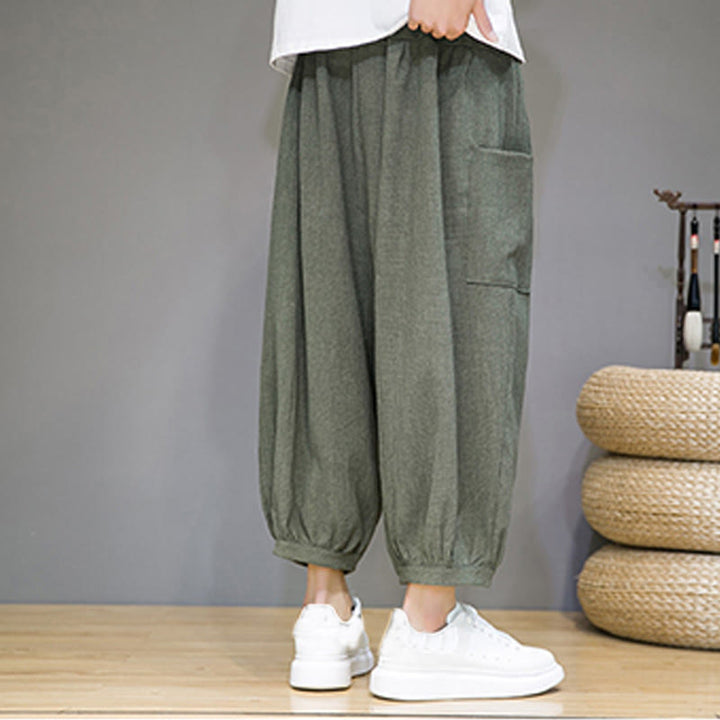 Pantalones harén casuales Buddha Stones, de largo 7-8, para hombre, con bolsillos laterales - image 4