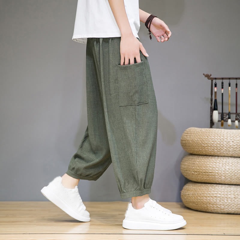 Pantalones harén casuales Buddha Stones, de largo 7-8, para hombre, con bolsillos laterales - image 8