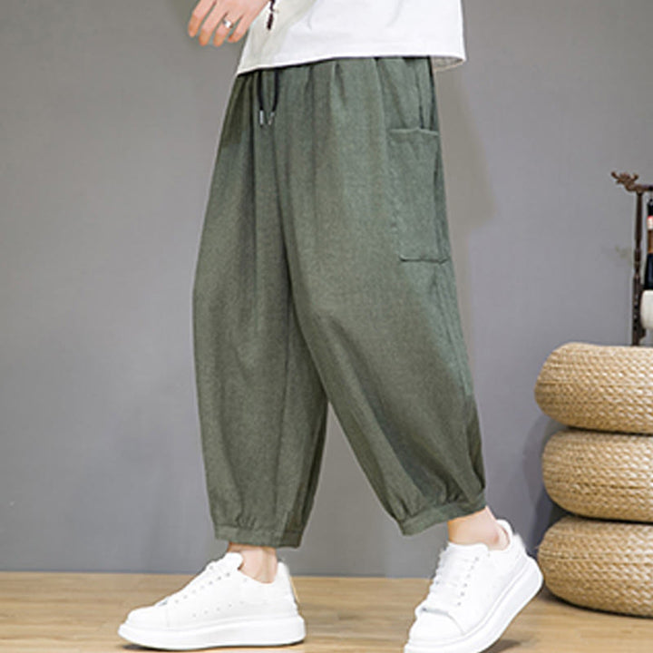 Pantalones harén casuales Buddha Stones, de largo 7-8, para hombre, con bolsillos laterales - image 2