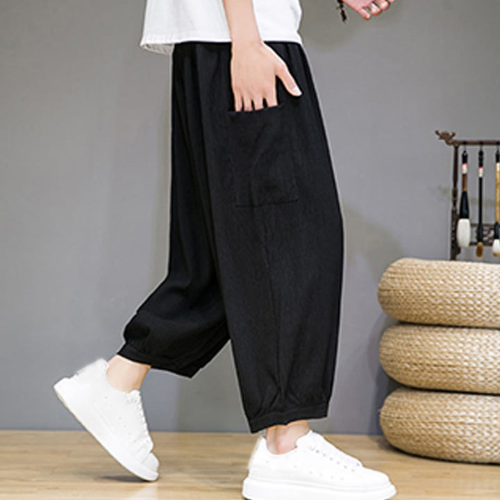 Pantalones harén casuales Buddha Stones, de largo 7-8, para hombre, con bolsillos laterales - image 14