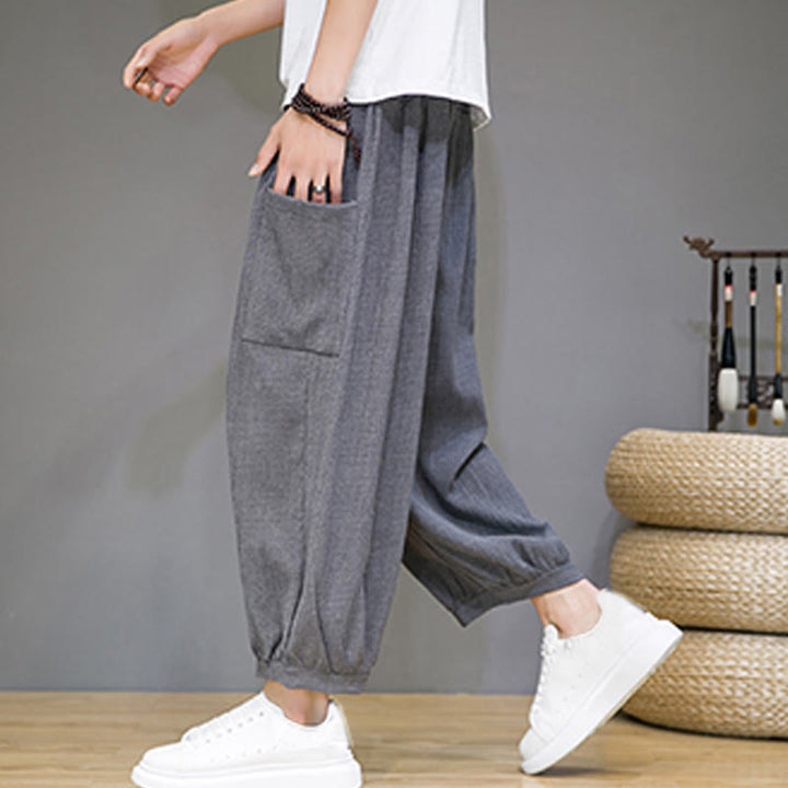 Pantalones harén casuales Buddha Stones, de largo 7-8, para hombre, con bolsillos laterales - image 23