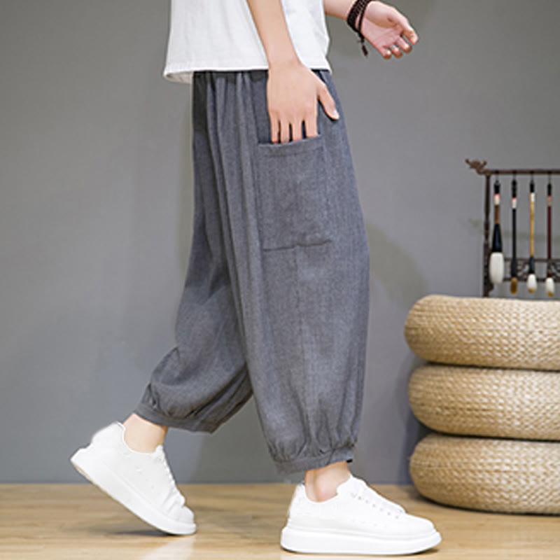 Pantalones harén casuales Buddha Stones, de largo 7-8, para hombre, con bolsillos laterales - image 22