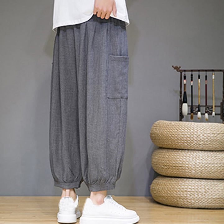 Pantalones harén casuales Buddha Stones, de largo 7-8, para hombre, con bolsillos laterales - image 21